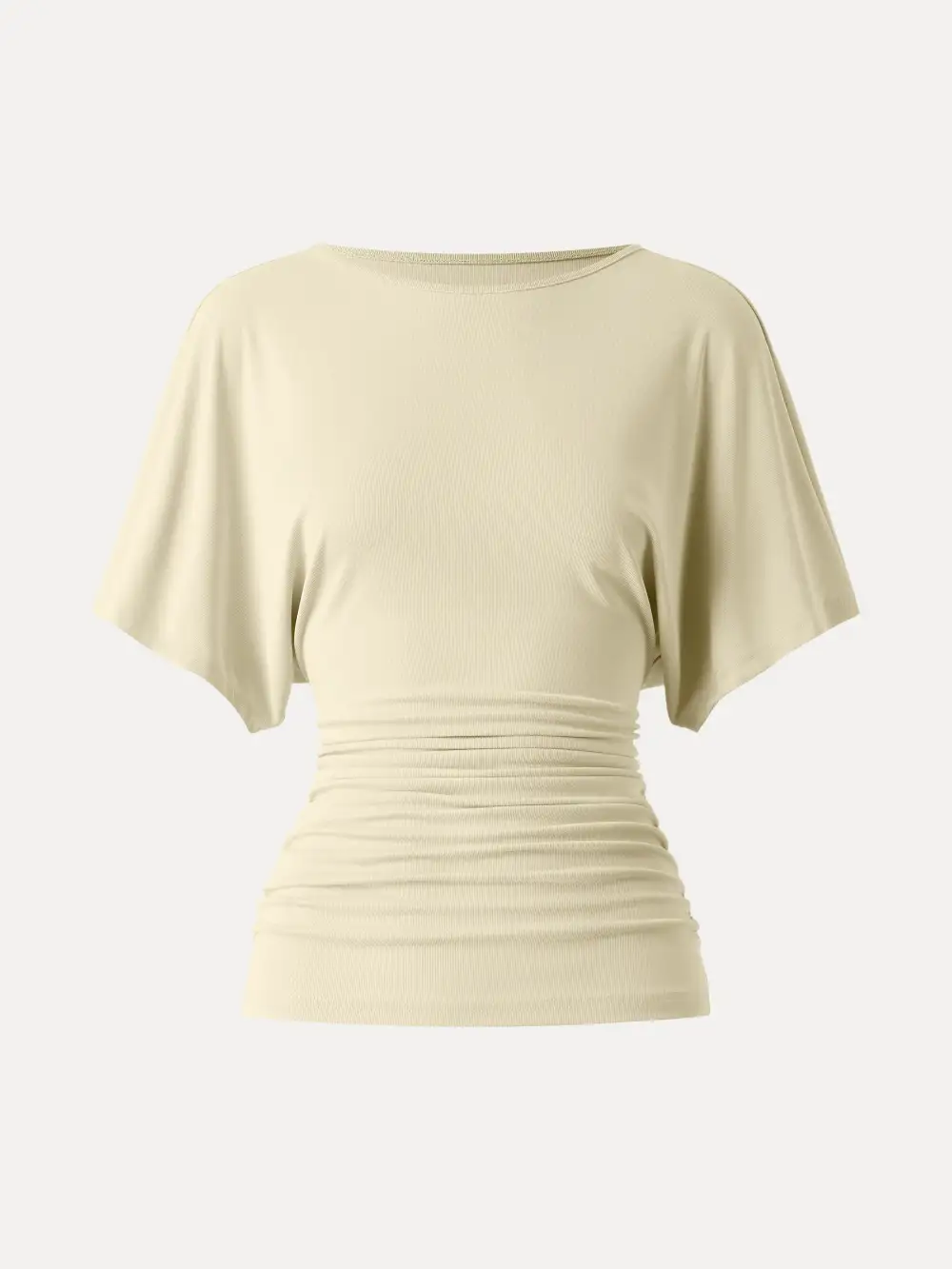 Boatneck Batwing Sleeve Side Ruched Top