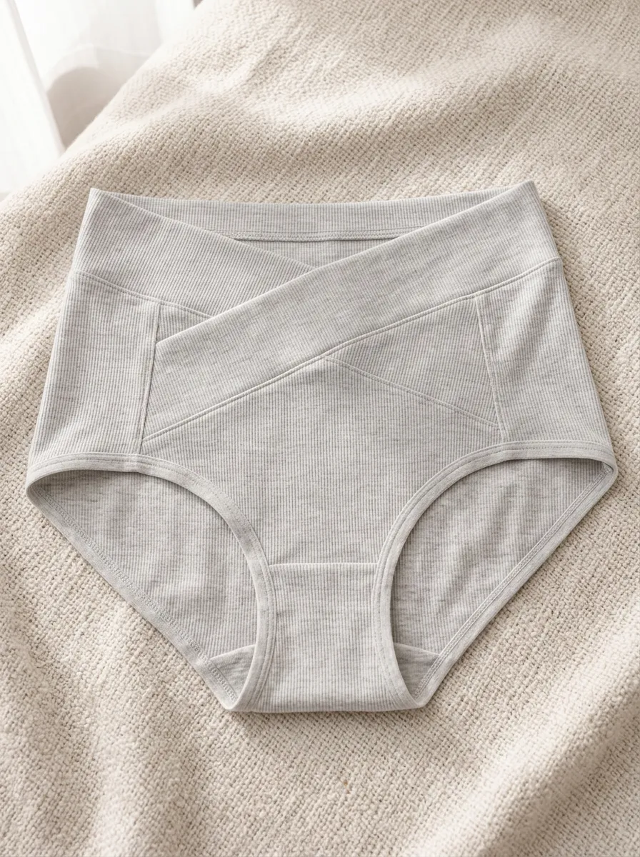 Women's High Waisted V-Shape Crossover Ribbed Panties