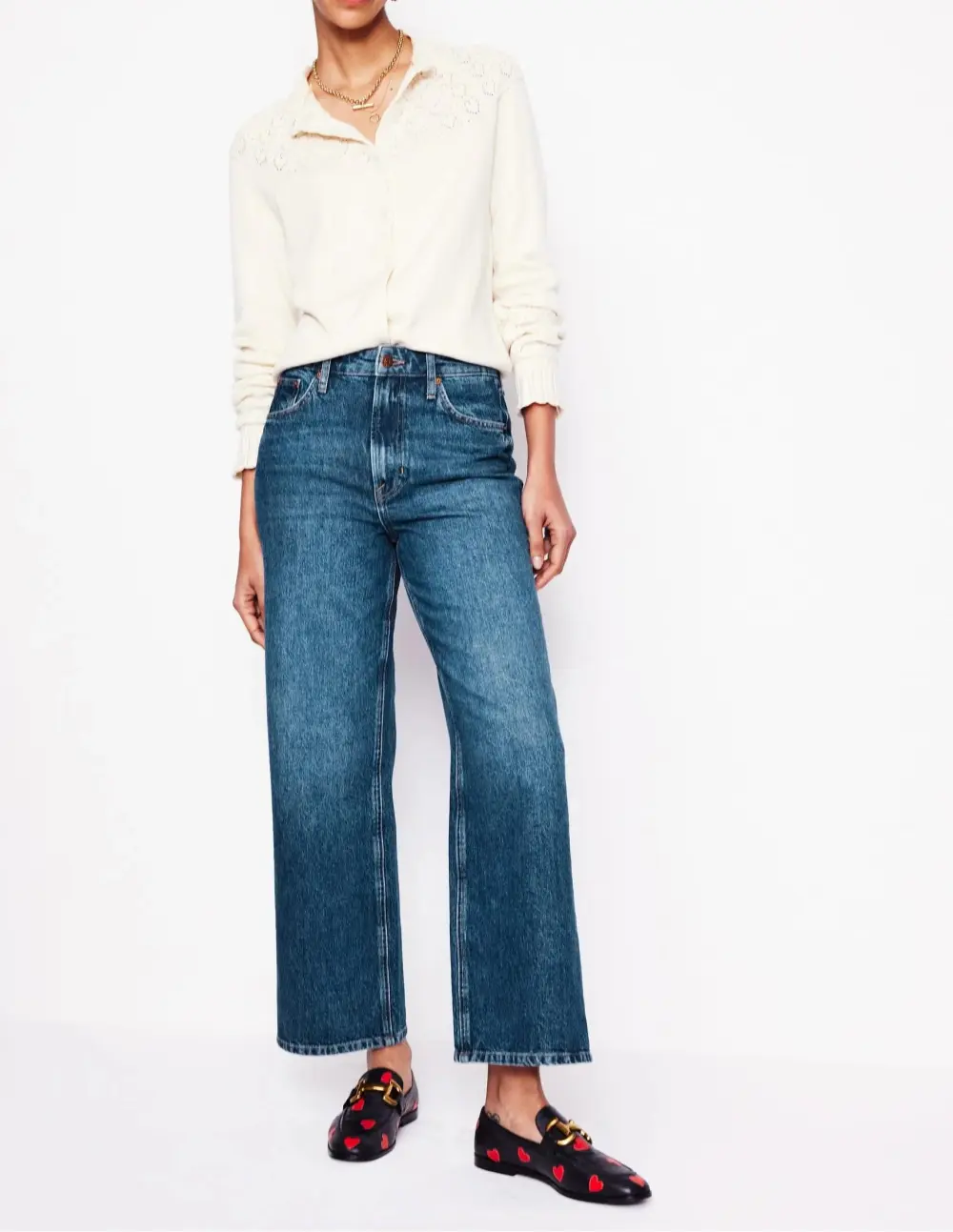 High Rise Straight Crop Jeans -Mid Vintage