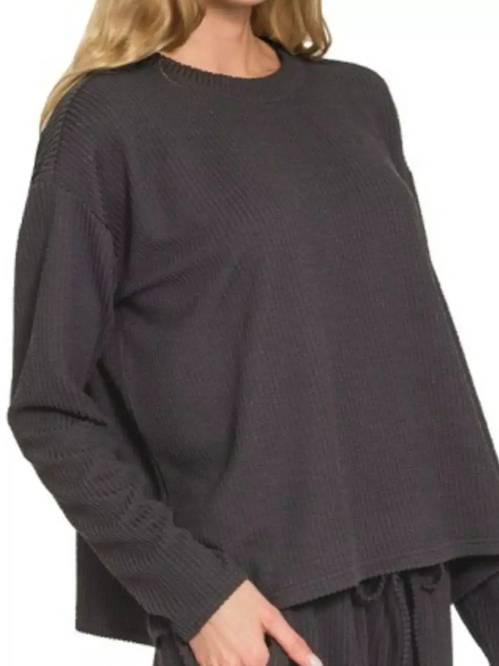 Corded Rib Long Sleeve Tee and Shorts Set