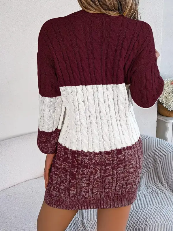 Patchwork Knit Sweater Dress