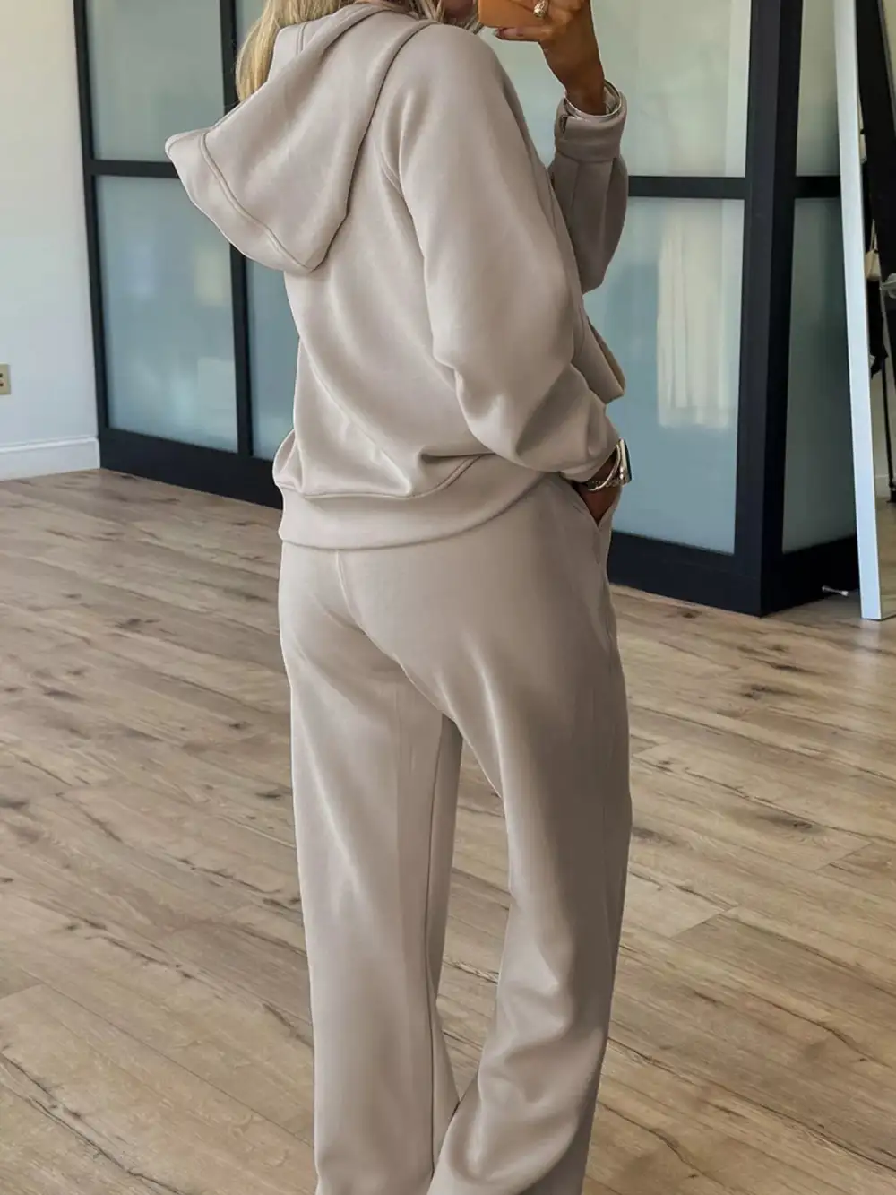 Half Zip Long Sleeve Hoodie and Pants Pcs Outfit