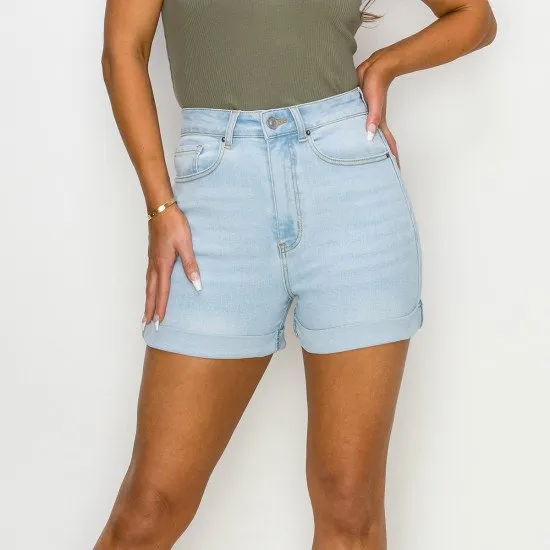 Cuffed Denim Shorts