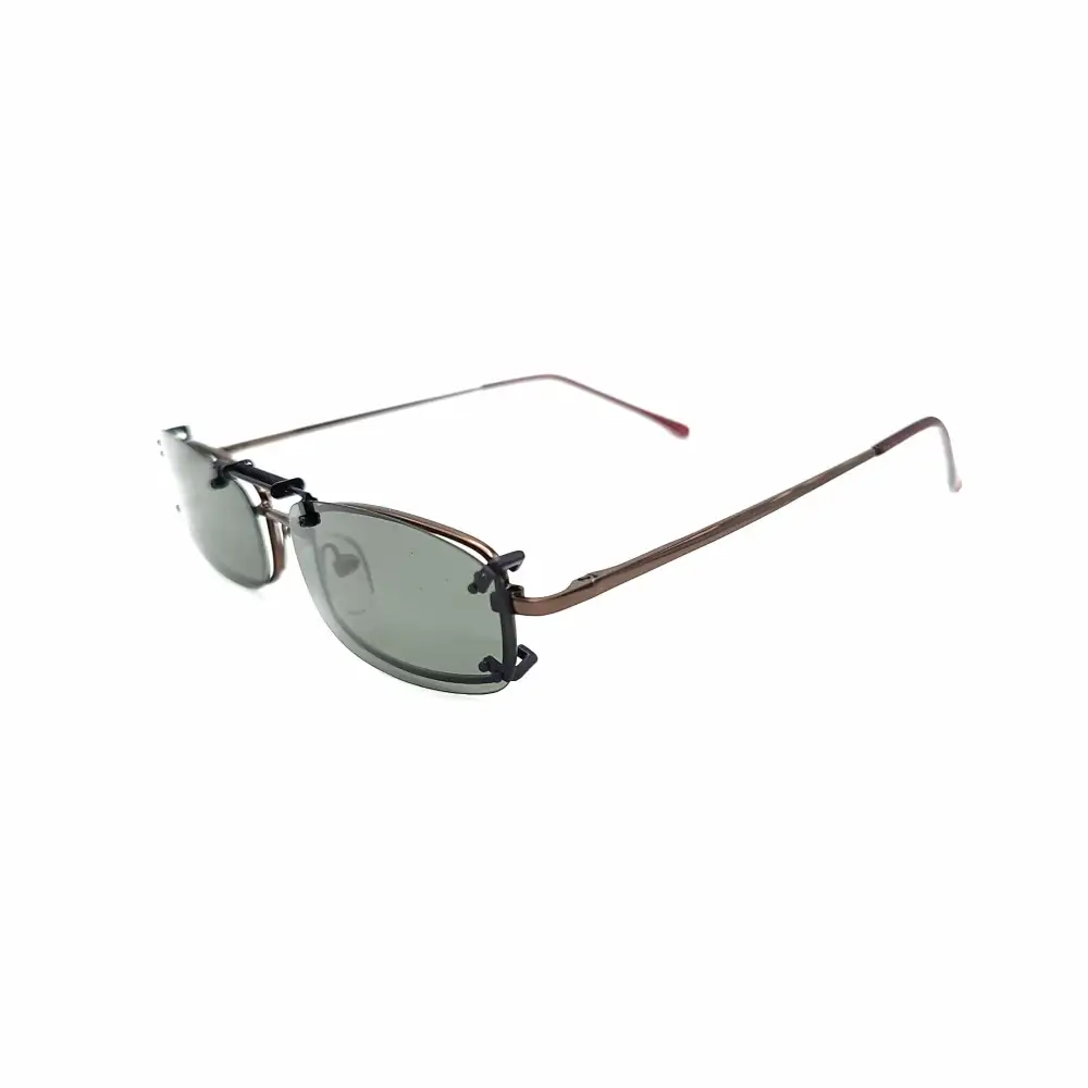 Frameless 54mm Rectangular Polarized Clip-On Sunglasses with Hard Case