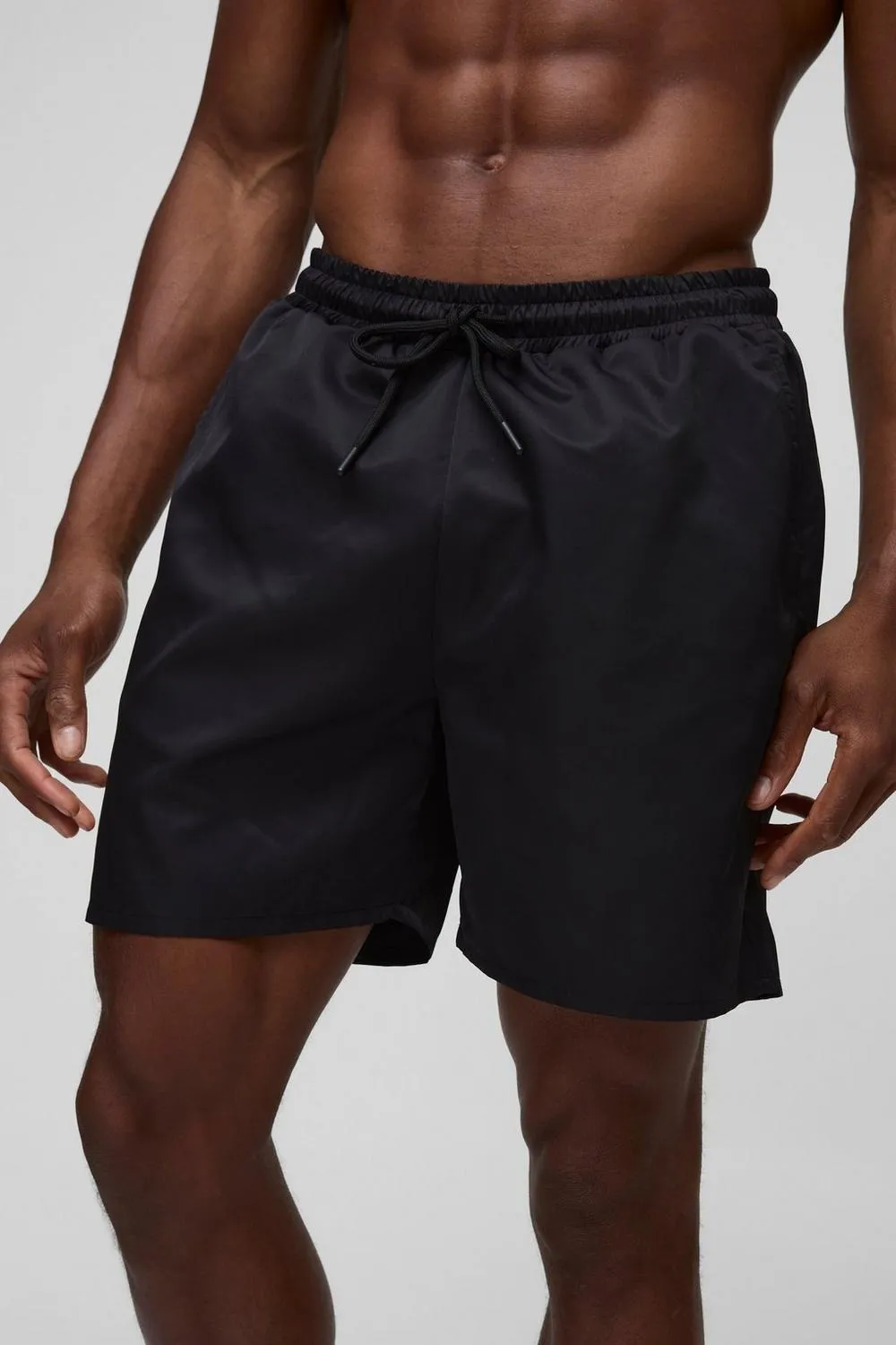 Daily Mid Length Swim Trunks In Black Casual Style