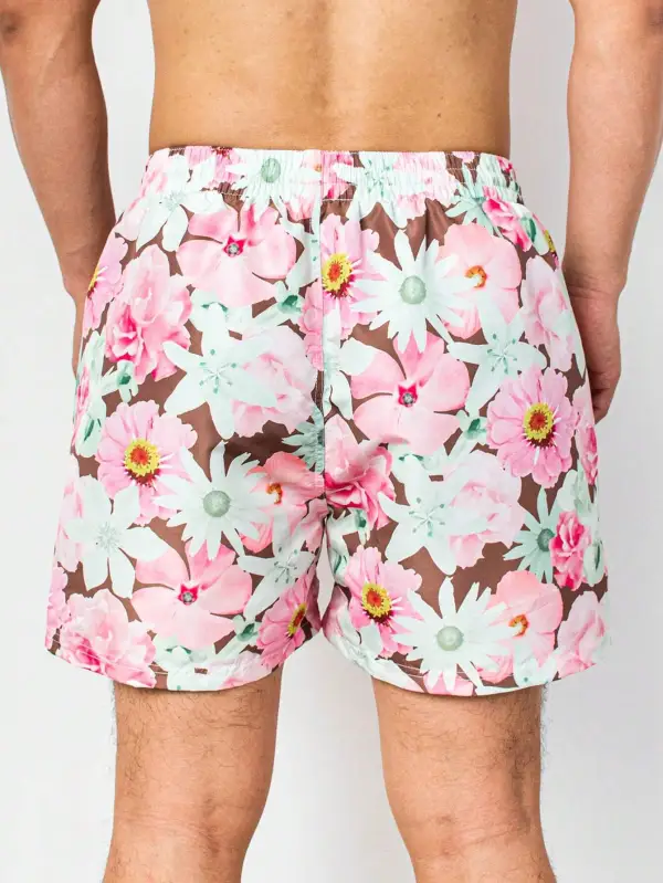 Men's Floral Drawstring Beach Shorts