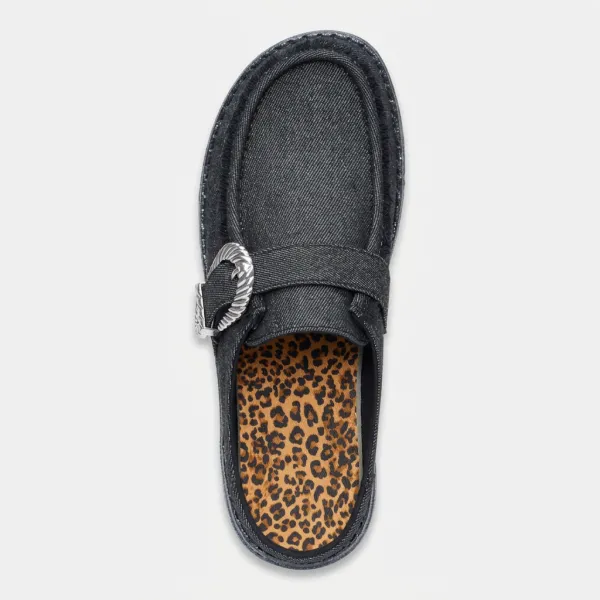 Casual Slip Buckle Denim Mule Shoes