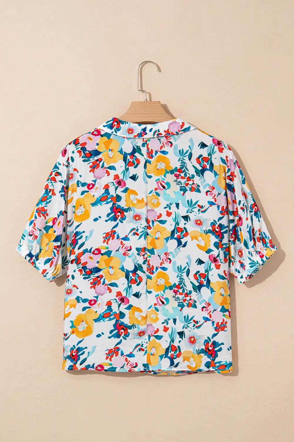 Softly Styled Floral V-Neck Short Sleeve Blouse