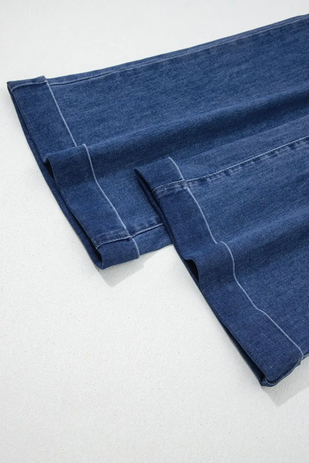 Golden Button Detail Rolled Edge Flare Leg Jeans