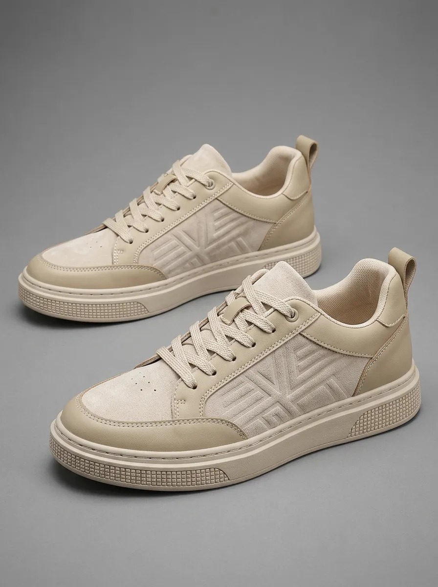 Men's Modern Geometric Pattern Embossed Patterned Board Style Skate Shoes
