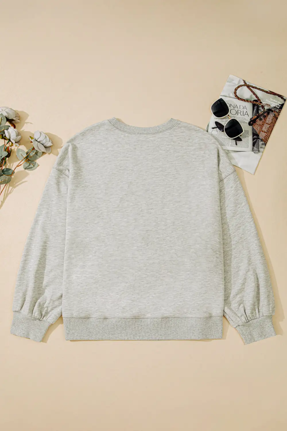 Embroidered Drop Shoulder Crewneck Sweatshirt