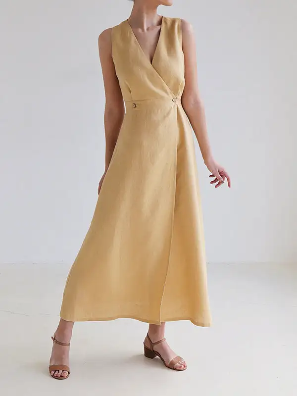 Joint Sleeveless Neck Maxi Dress