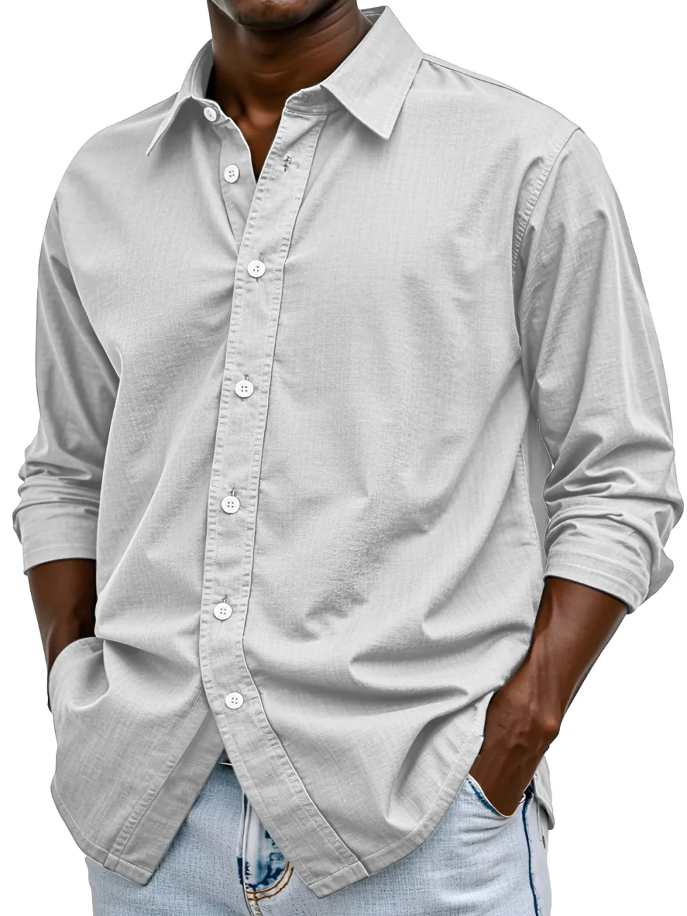 Everyday Long Sleeve Open Collar Shirt
