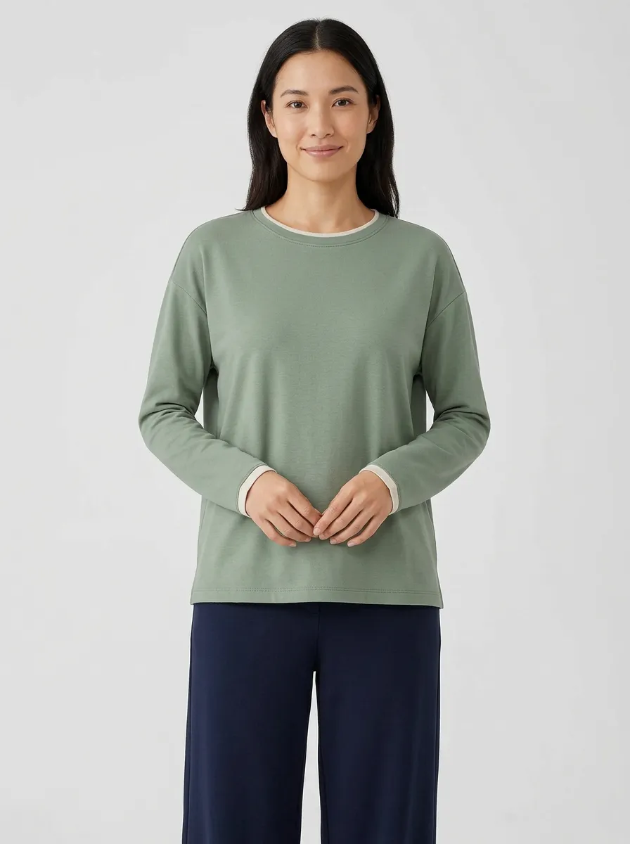Women's Layered-Look Long-Sleeve Crew-Neck