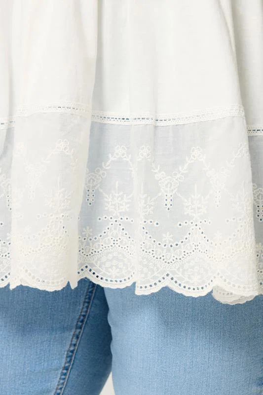 White Tiered Peplum Top detail 3