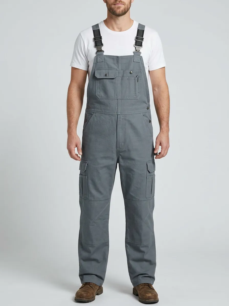 Multi-Pocket Utility Knee-Reinforced Outdoor Men's Workwear Bib Overalls
