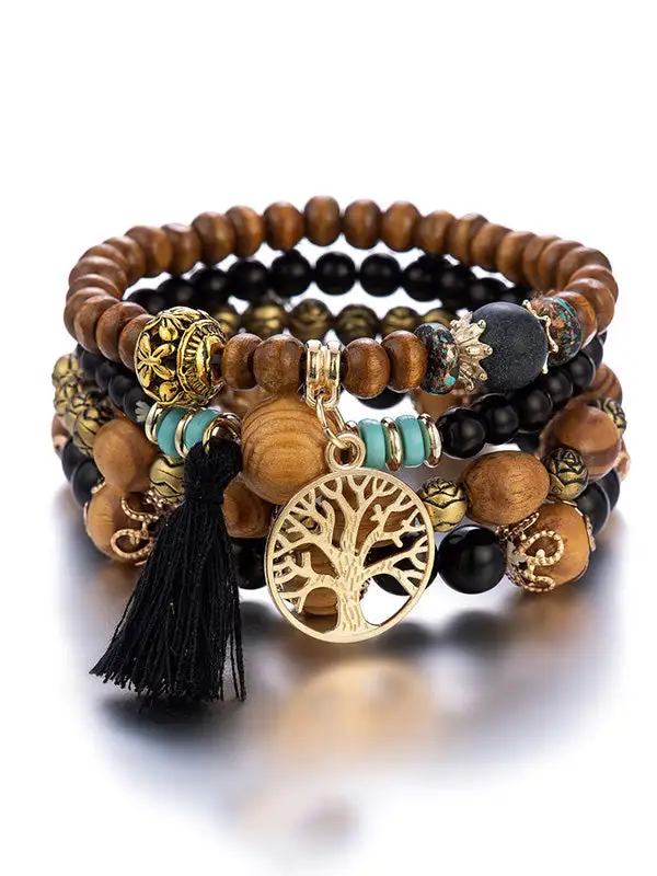 Layered Beaded Tassel Handmade Bracelet