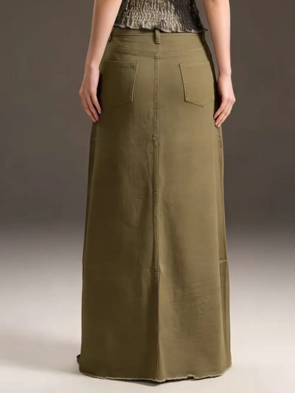 Raw Hem Maxi Skirt