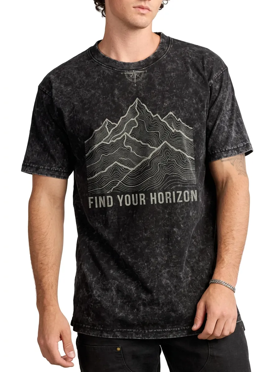 Men's Outdoor Adventure Mountain Find Your Horizon Printed T-shirt