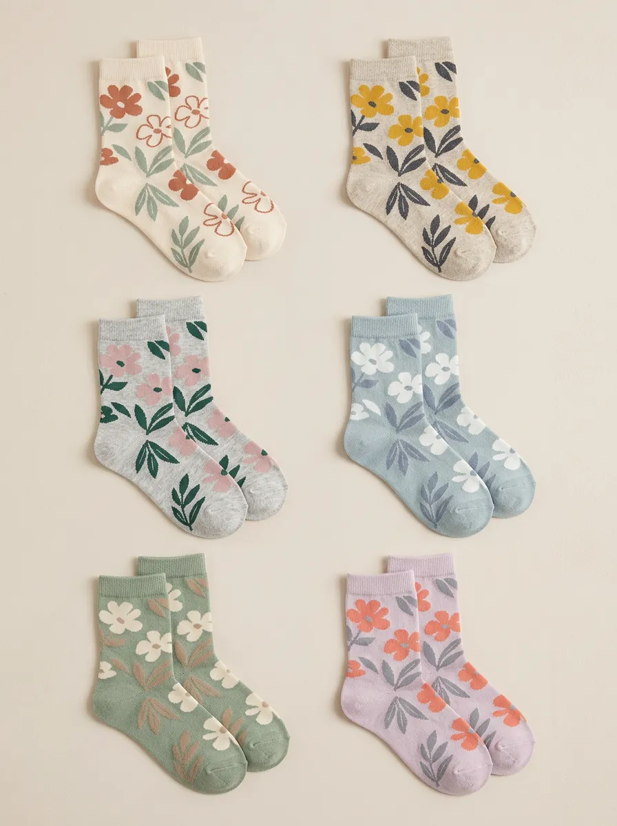 Women's Botanical Crew Socks Six Pair Set
