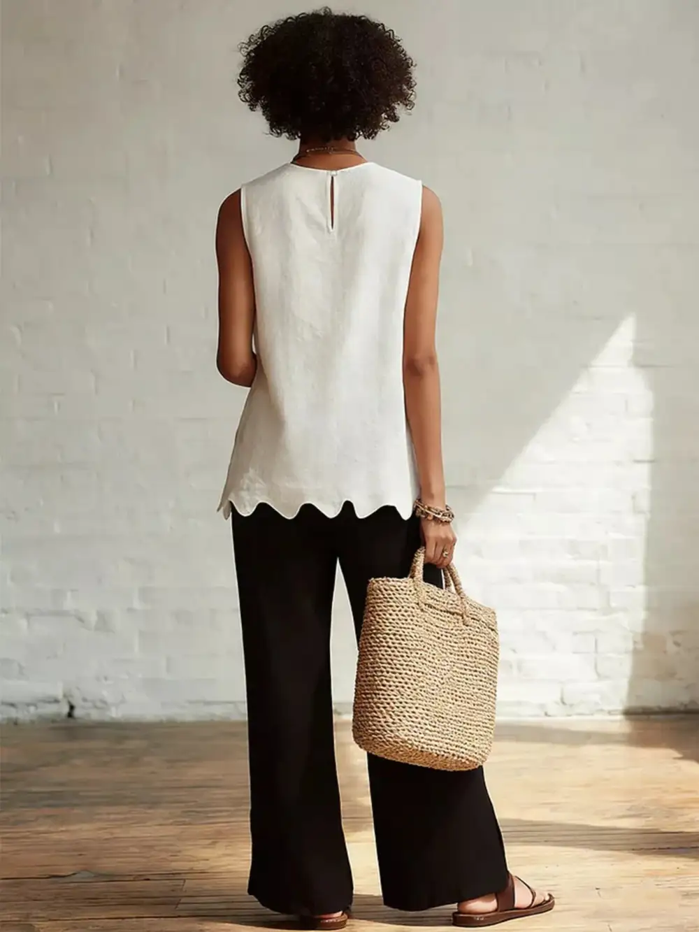Buttoned Ruffled Tank Top