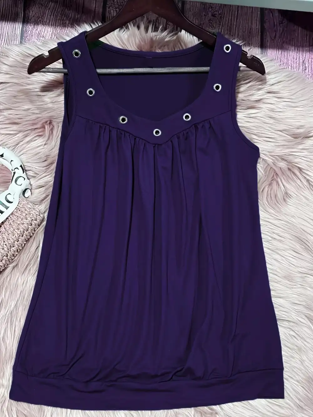 Eyelet Detail Ruched Tank