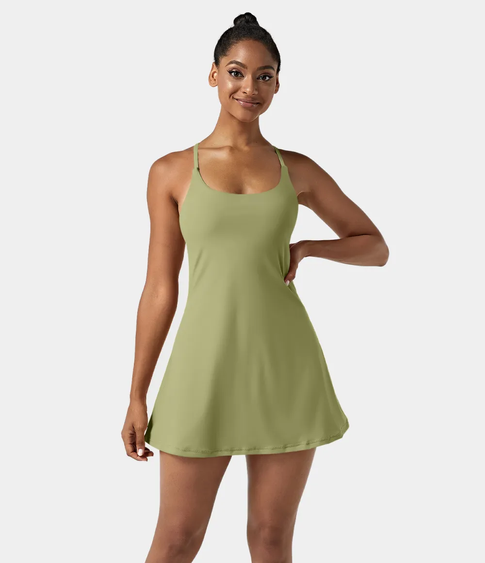 Softlyzero Airy Backless Cut Out 2-in-1 Pocket Cool Touch Mini Activity Dress