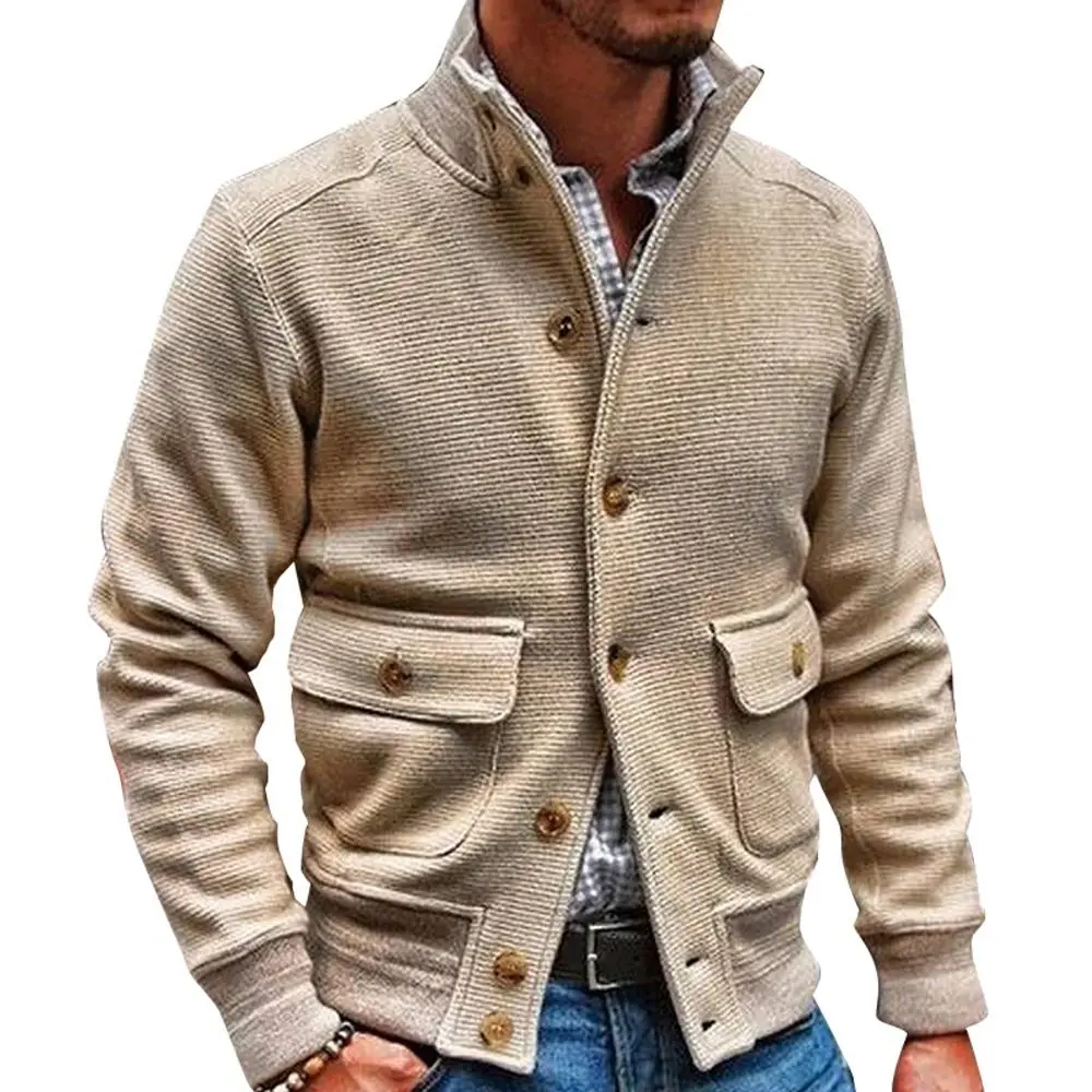 Textured Zip Band Collar Jacket