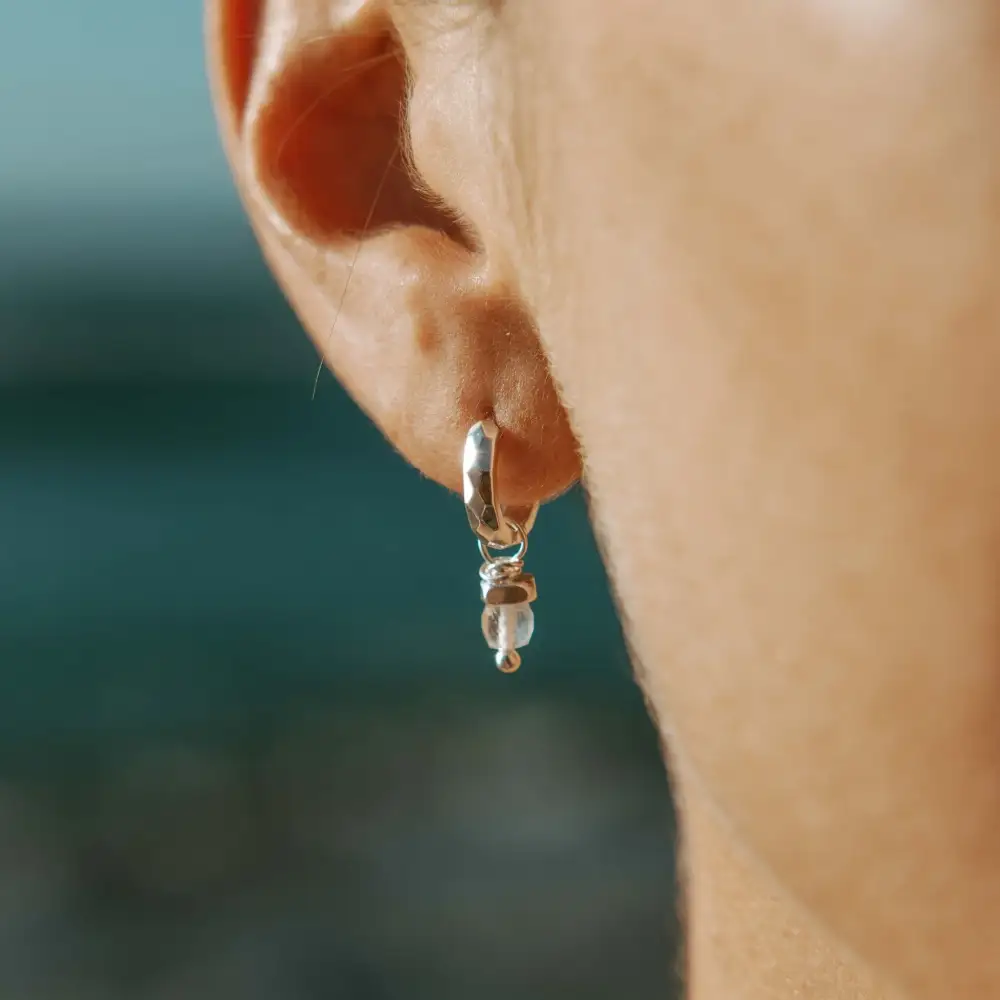 Sterling Silver Moonstone Huggie Earrings