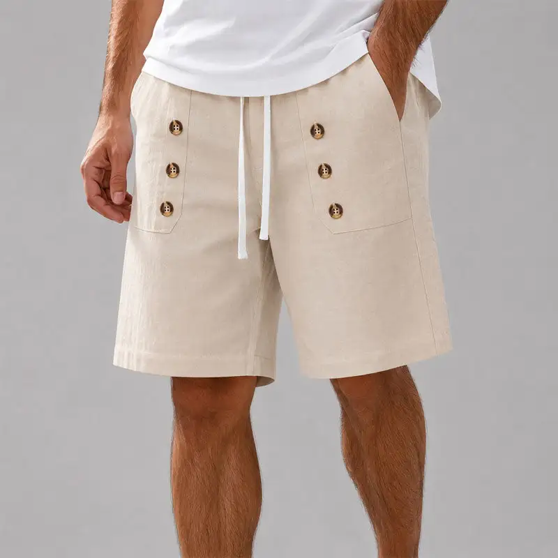Men's Button Detail Drawstring Shorts