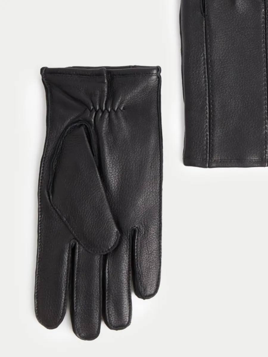 Sleek Black Leather Gloves