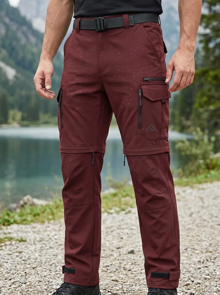 Men's Trek Rugged Mountain Graphic Waterproof Zip Tactical Cargo Pants