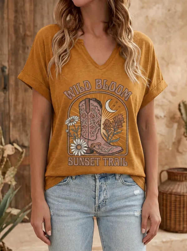 Cowboy-Boot Women's V-Neck T-Shirt