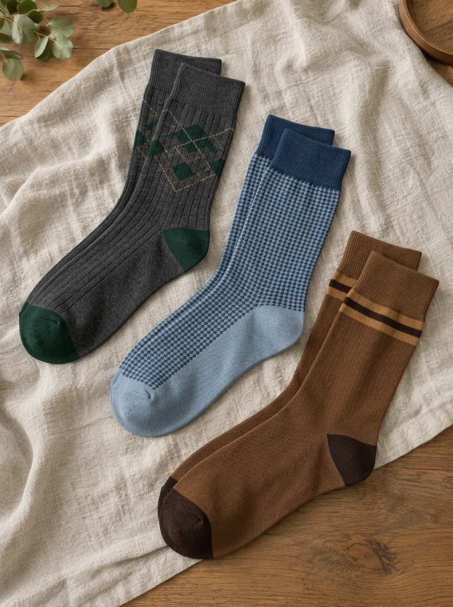 Men's Vintage Style Argyle Houndstooth Striped Patterned Socks