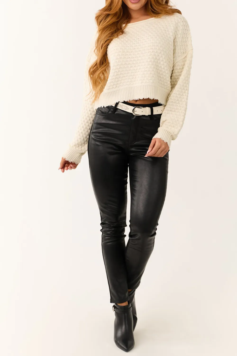 Black Faux Leather Skinny JEANS