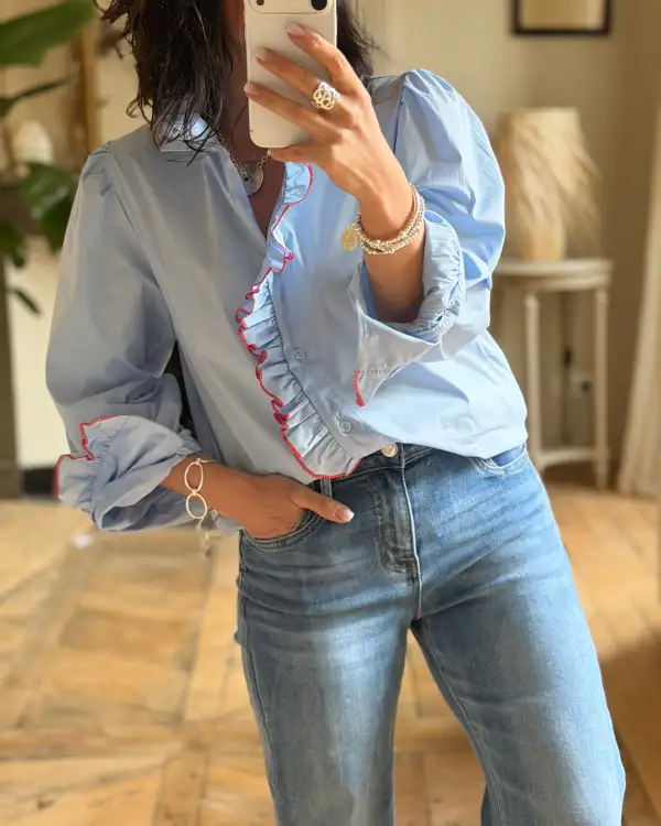 Polished Cotton Relaxed-Fit Blouse
