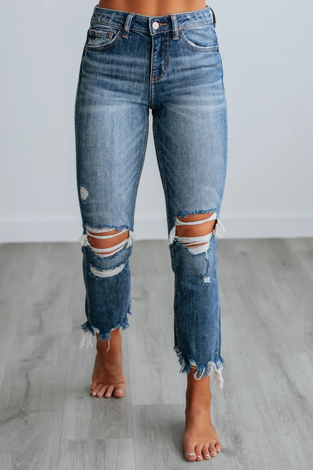 Women's High Rise Cropped Stretch Denim Jeans