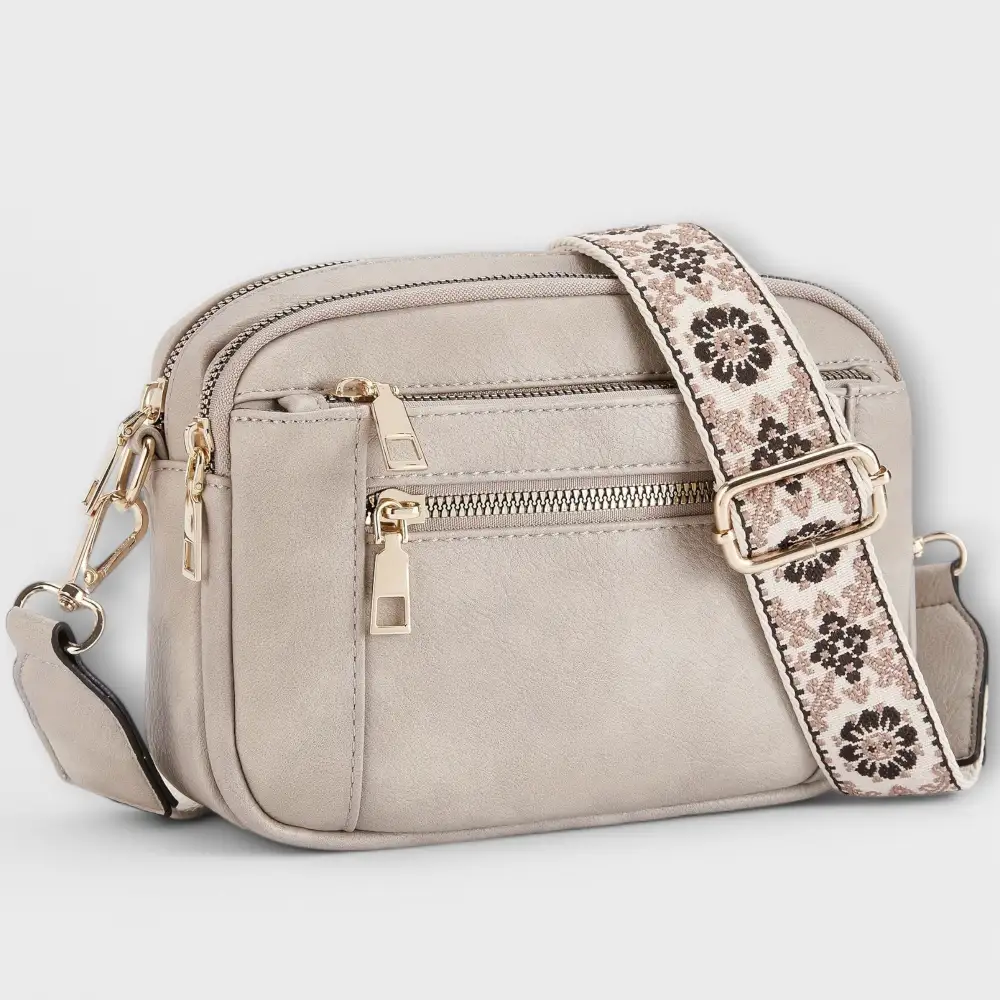 Latch Front Vegan Leather Crossbody Bag