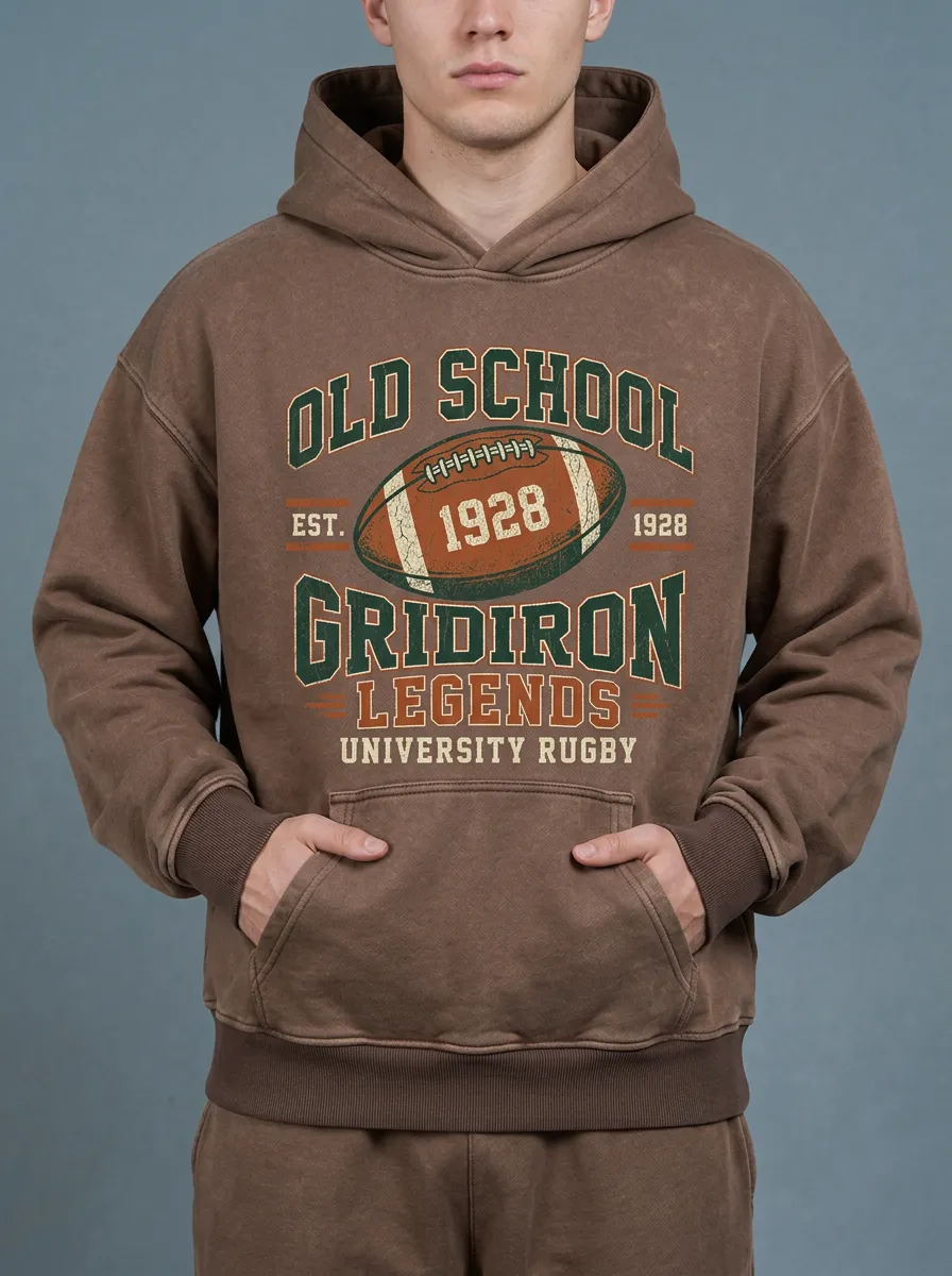 Men's Old School Football Gridiron Legends Printed Hoodie