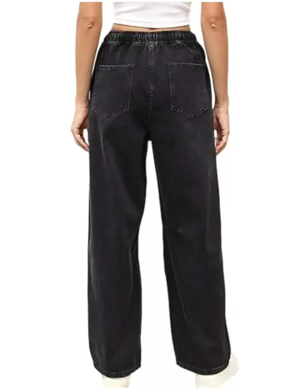 Classic Elastic Waist Wide Leg Jeans