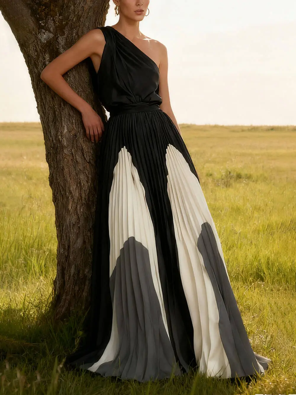 One Shoulder Ruched Maxi Dress
