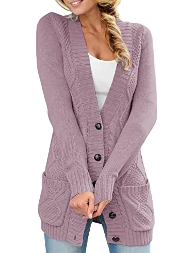 Women Open Front Cardigan Sweater Button Down Knit Sweater Coat