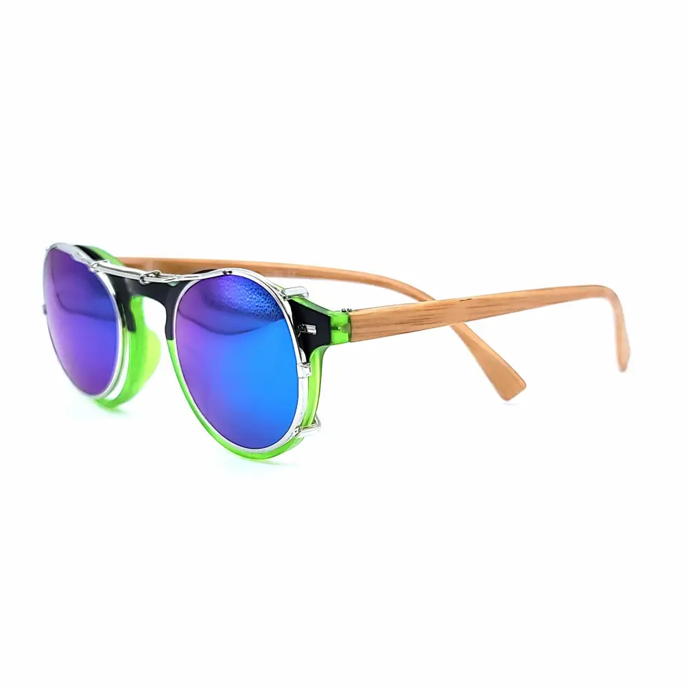 44mm Round Mirrored Clip-On Sunglasses