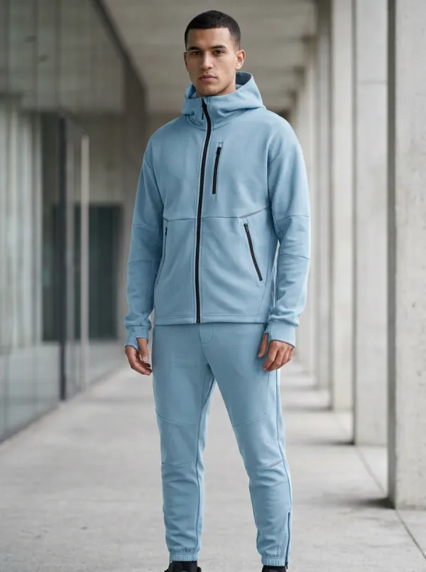 Zip-Up Hoodie Hooded Fleece Detail Unisex Zip Hoodie Tracksuit Set