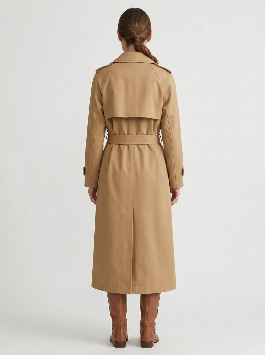Women's Relaxed Belted Classic Long Trench Coat
