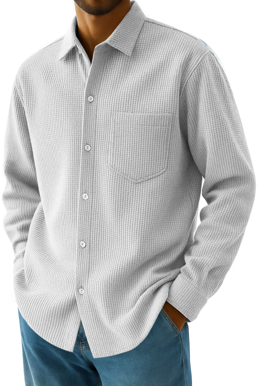 Relaxed Textured Knit Pocket Shirt