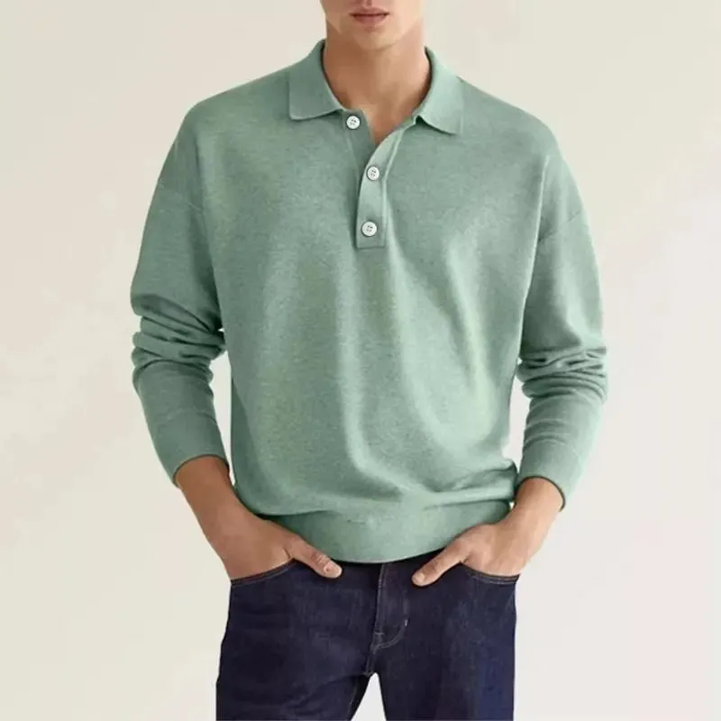 Knit Long Sleeve Polo Shirt