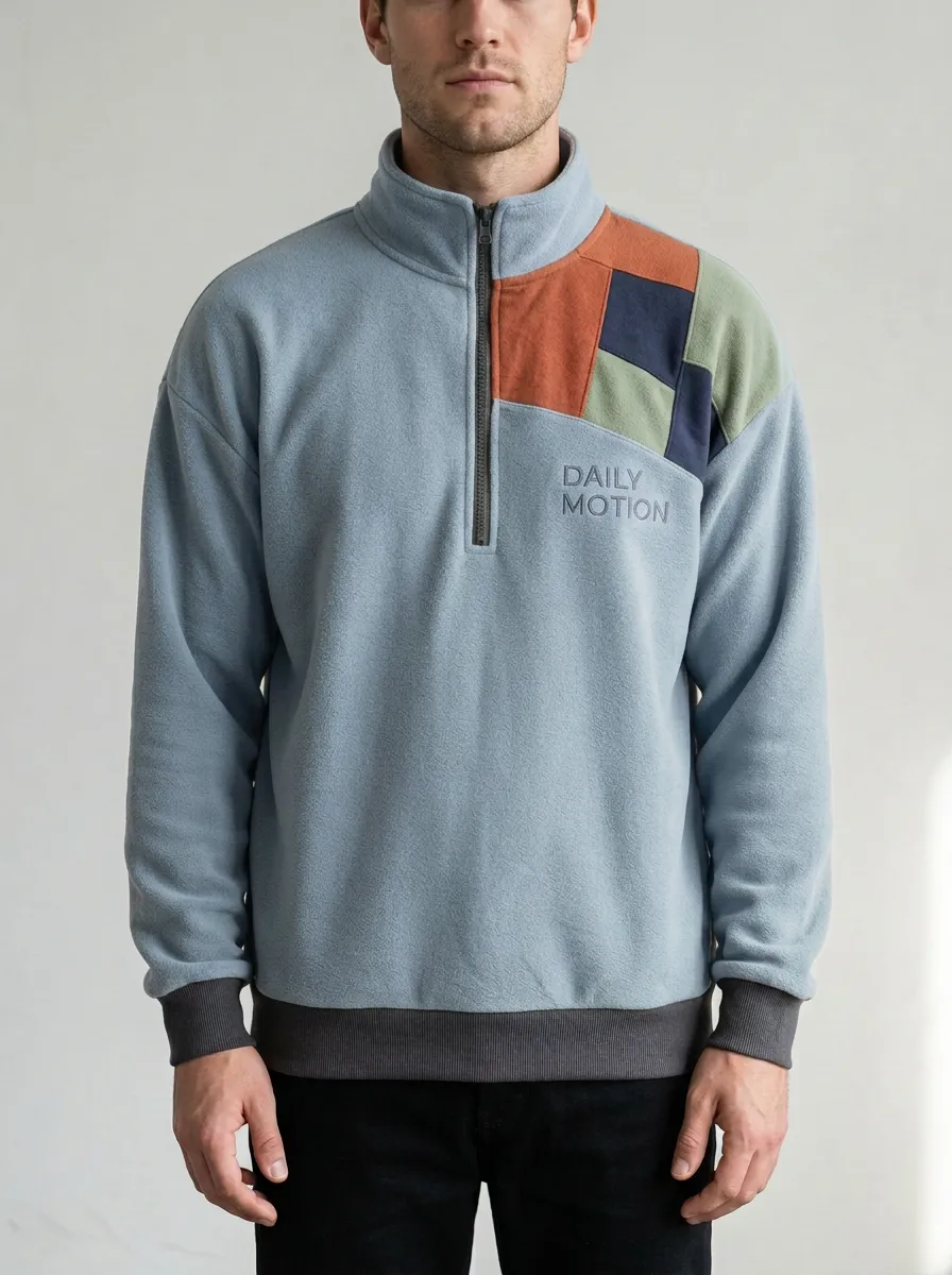 Half-Zip Colorblock Patchwork Men's Half-Zip Sweatshirt
