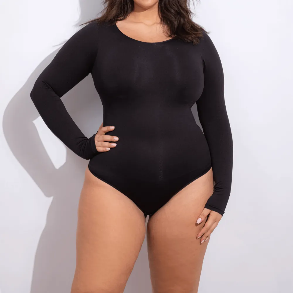 Round Neck Long Sleeve Shaping Bodysuit