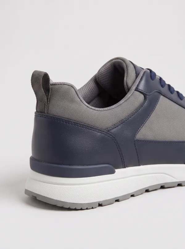 Mixed-Media Paneled Men's Athletic Sneakers